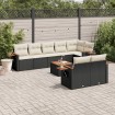 Set de sofás de jardín 8 piezas y cojines ratán sintético negro