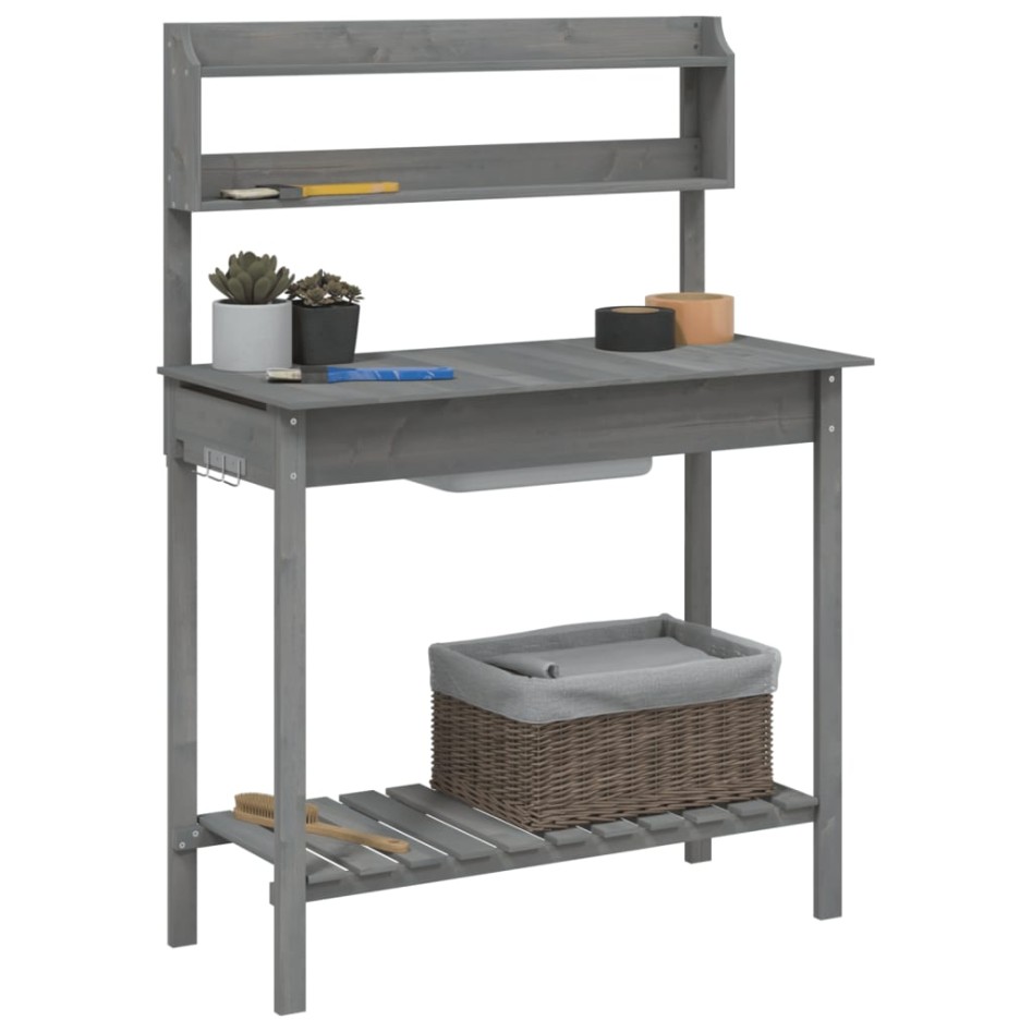 Mesa para macetas con fregadero abeto gris 147,5x44x139,5