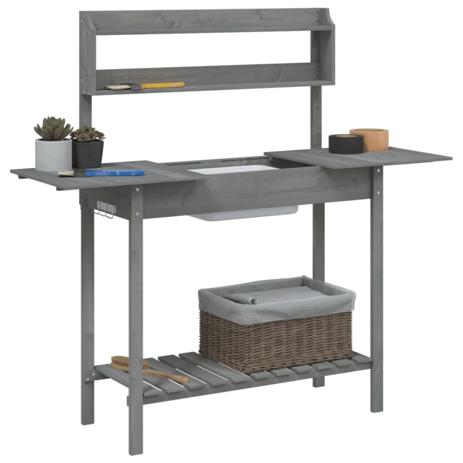Mesa para macetas con fregadero abeto gris 147,5x44x139,5