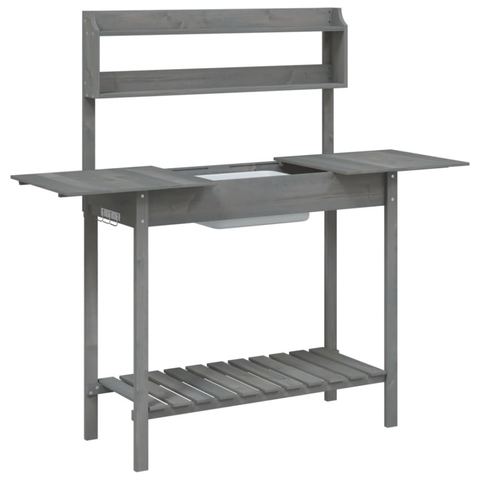 Mesa para macetas con fregadero abeto gris 147,5x44x139,5