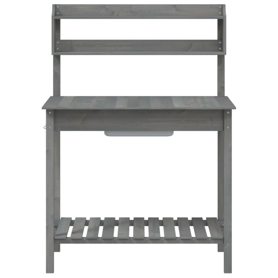 Mesa para macetas con fregadero abeto gris 147,5x44x139,5