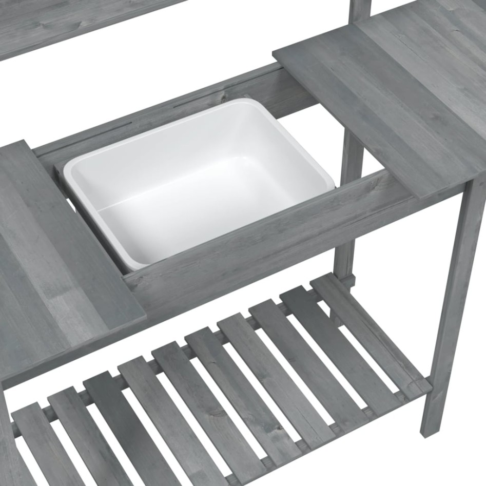 Mesa para macetas con fregadero abeto gris 147,5x44x139,5