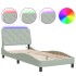 Estructura cama con luces LED terciopelo gris claro 80x200