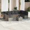 Set de sofás de jardín 10 pzas con cojines ratán sintético gris