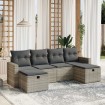 Set de sofás de jardín 6 pzas y cojines ratán sintético gris