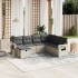 Set de sofás de jardín 7 pzas con cojines ratán PE gris