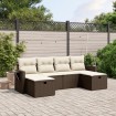 Set sofás de jardín 6 piezas y cojines ratán sintético marrón