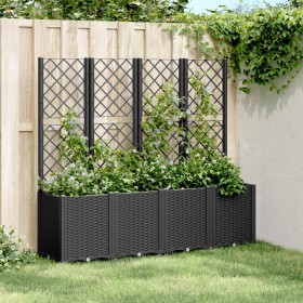 Jardinera con enrejado PP negro 160x40x140