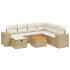 Juego de sofás de jardín con cojines beige 8 pzas ratán