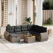 Set de sofás de jardín 8 pzas y cojines ratán sintético gris