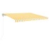 Toldo retráctil automático amarillo y blanco 450x350