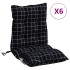 Cojines de silla respaldo bajo 6 uds tela Oxford cuadros