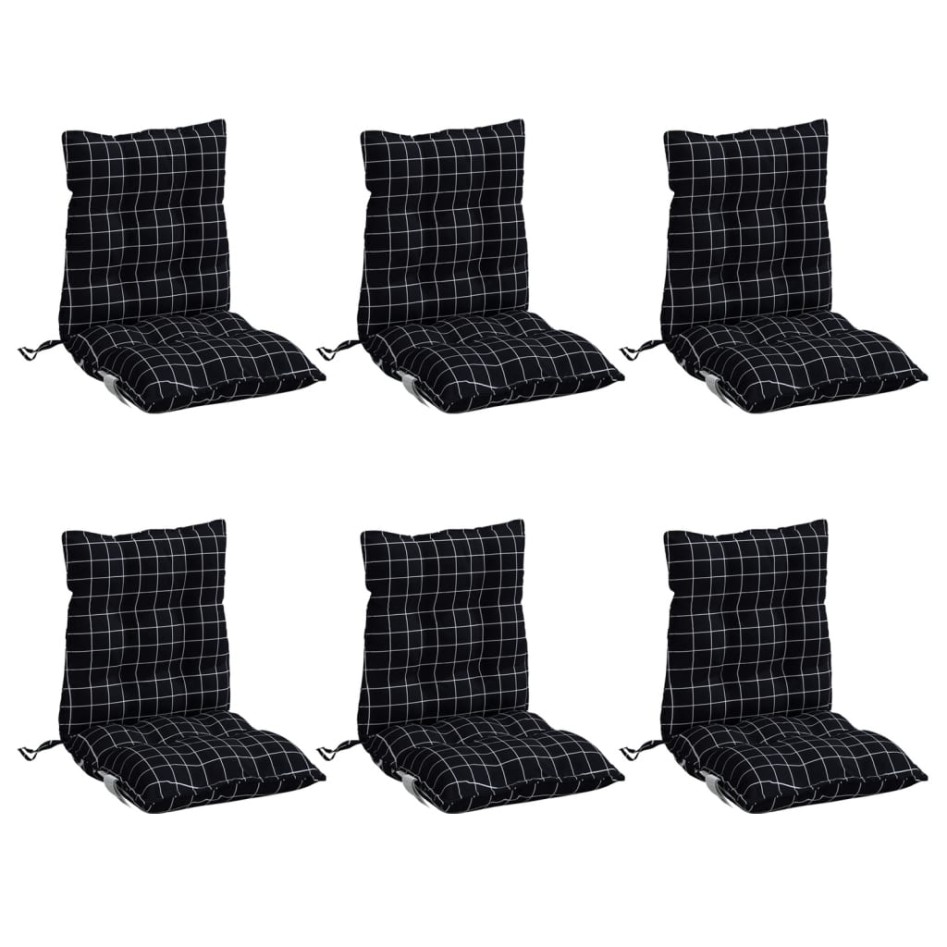 Cojines de silla respaldo bajo 6 uds tela Oxford cuadros