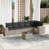 Set de sofás de jardín 7 pzas con cojines ratán PE gris
