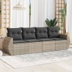 Set de sofás de jardín 4 pzas y cojines ratán sintético gris