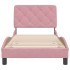 Estructura de cama sin colchón terciopelo rosa 90x200