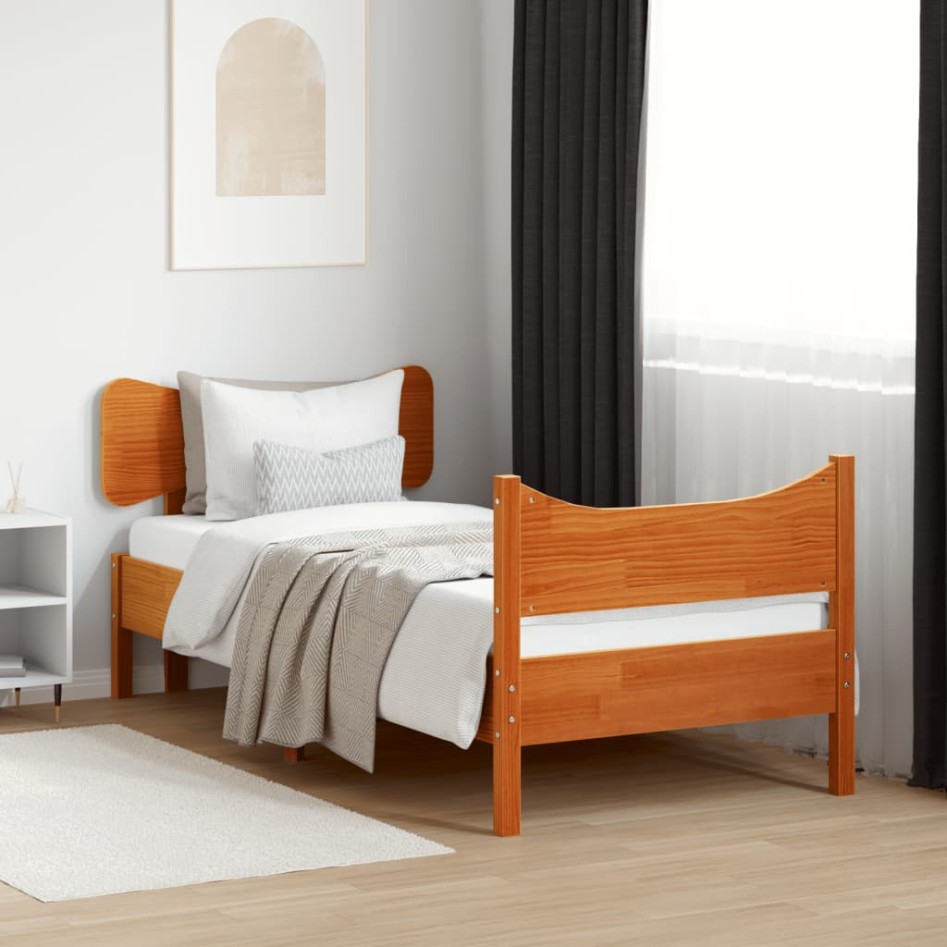 Estructura de cama sin colchón madera maciza marrón 75x190