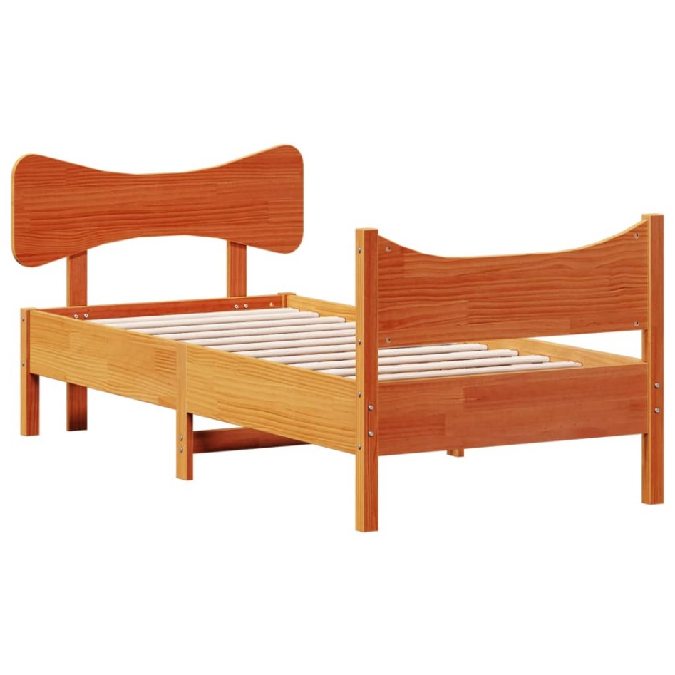 Estructura de cama sin colchón madera maciza marrón 75x190