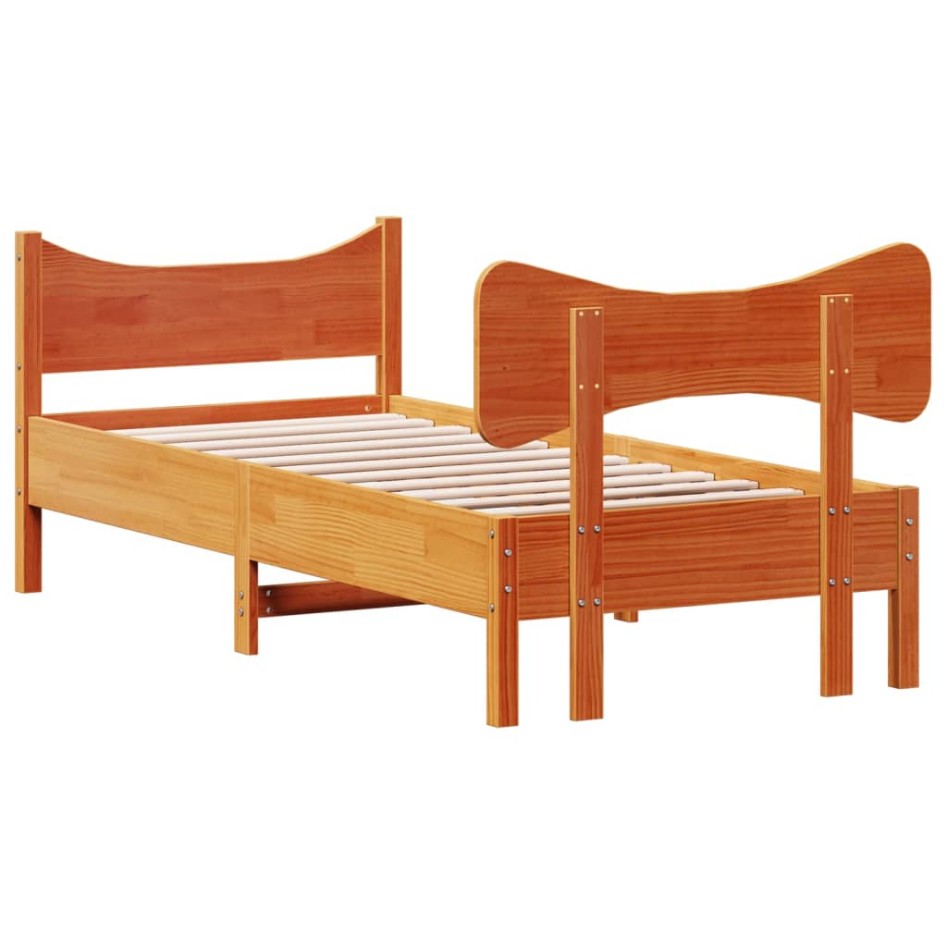 Estructura de cama sin colchón madera maciza marrón 75x190