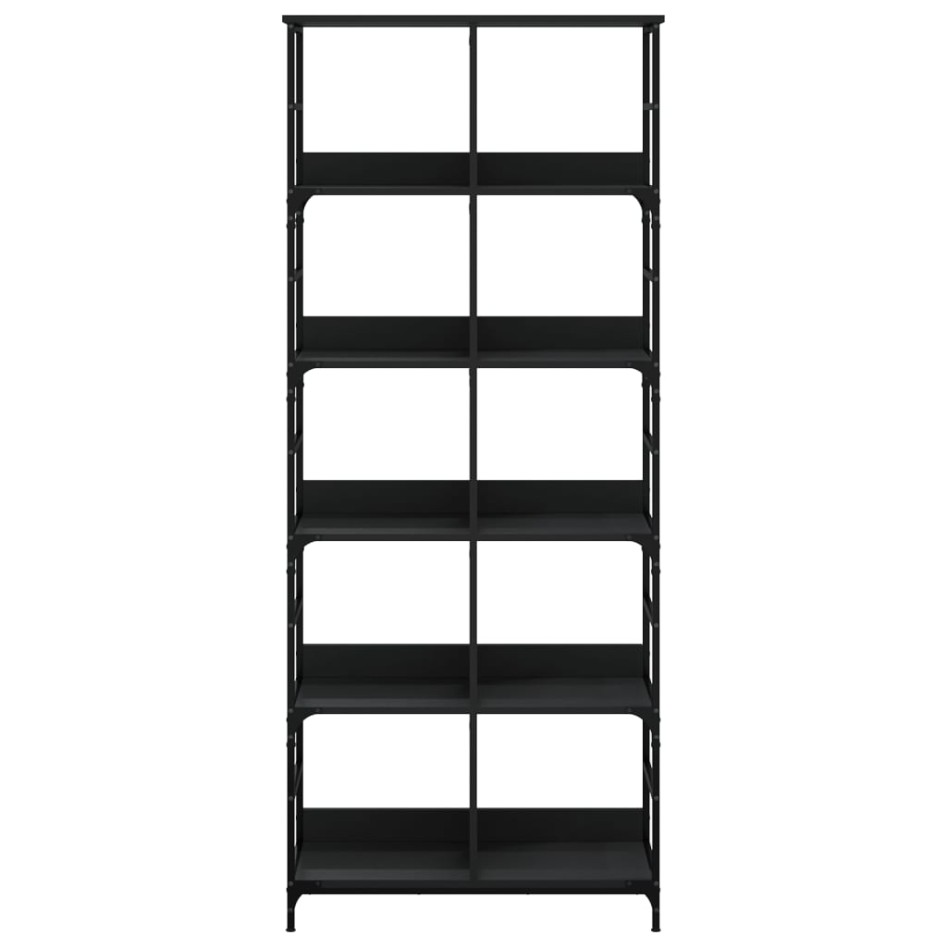 Estantería de madera de ingeniería negra 78,5x33x188,5