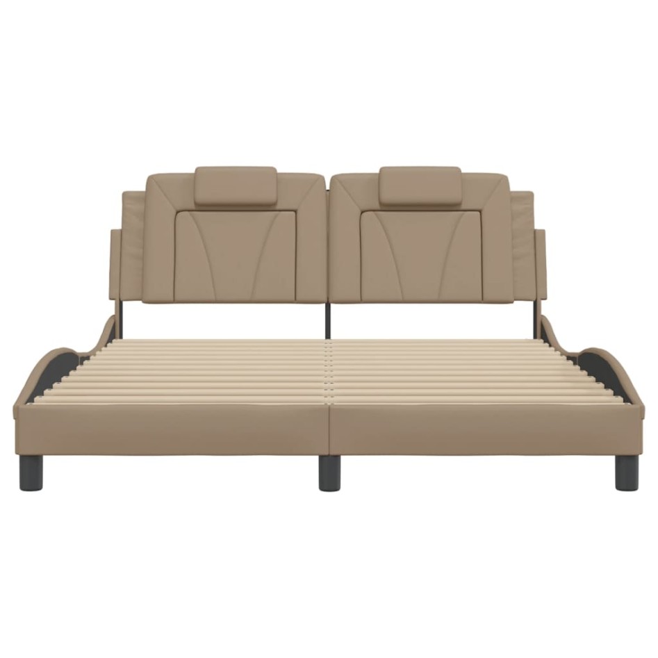 Estructura cama sin colchón cuero sintético capuchino