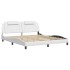 Estructura de cama sin colchón cuero sintético blanco