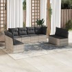 Set de sofás de jardín 8 pzas y cojines ratán sintético gris