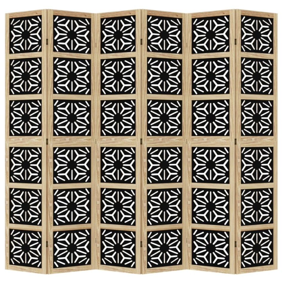 Biombo separador 6 paneles madera maciza Paulownia marrón
