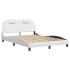 Estructura cama con luces LED cuero sintético blanco 140x190