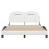 Estructura cama con luces LED cuero sintético blanco 140x190
