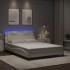 Estructura cama con luces LED cuero sintético blanco 140x200