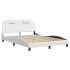 Estructura cama con luces LED cuero sintético blanco 140x200