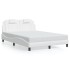 Estructura cama con luces LED cuero sintético blanco 140x200