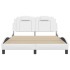 Estructura cama con luces LED cuero sintético blanco 140x200