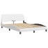 Estructura cama con luces LED cuero sintético blanco 140x200