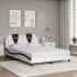 Estructura cama con LED cuero sintético blanco negro 140x200