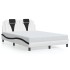 Estructura cama con LED cuero sintético blanco negro 140x200