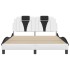 Estructura cama con LED cuero sintético blanco negro 140x200
