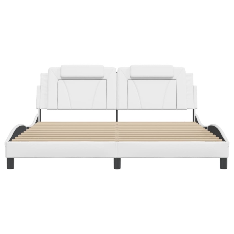 Estructura de cama con LED sin colchón blanco 180x200