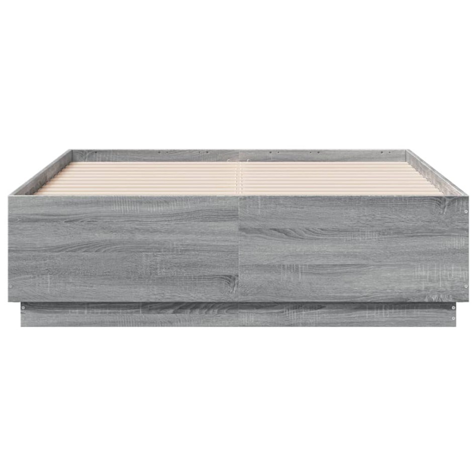 Estructura de cama madera de ingeniería gris Sonoma 135x190
