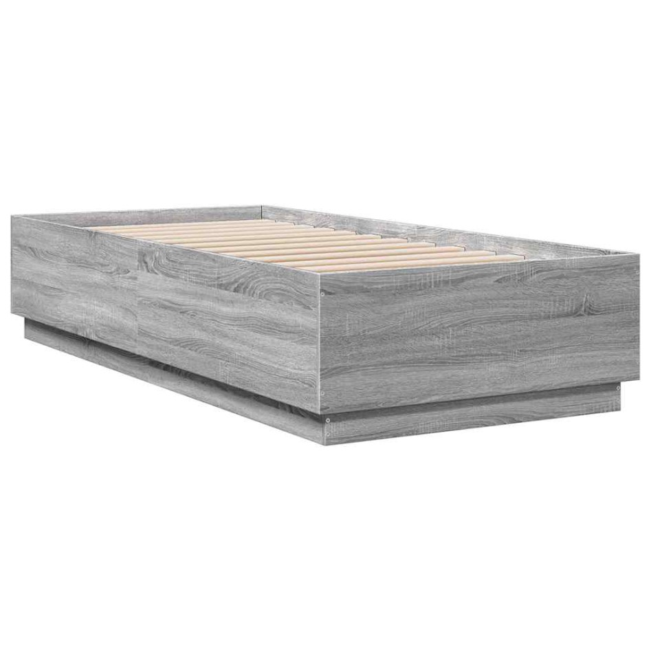 Estructura de cama madera de ingeniería gris Sonoma 100x200