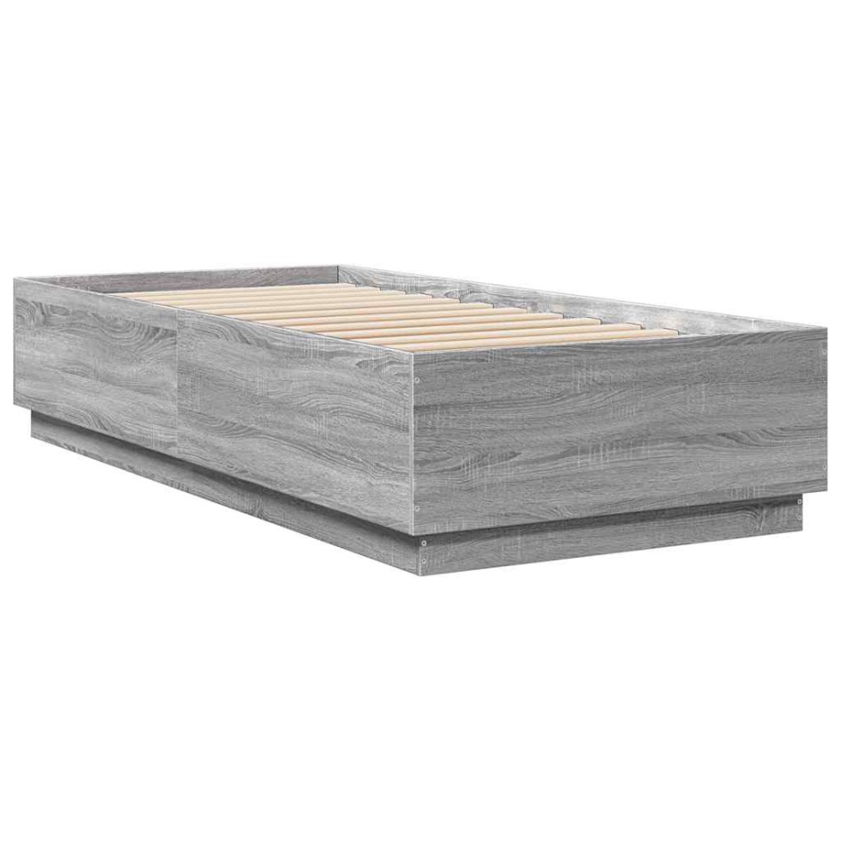 Estructura de cama madera de ingeniería gris Sonoma 100x200