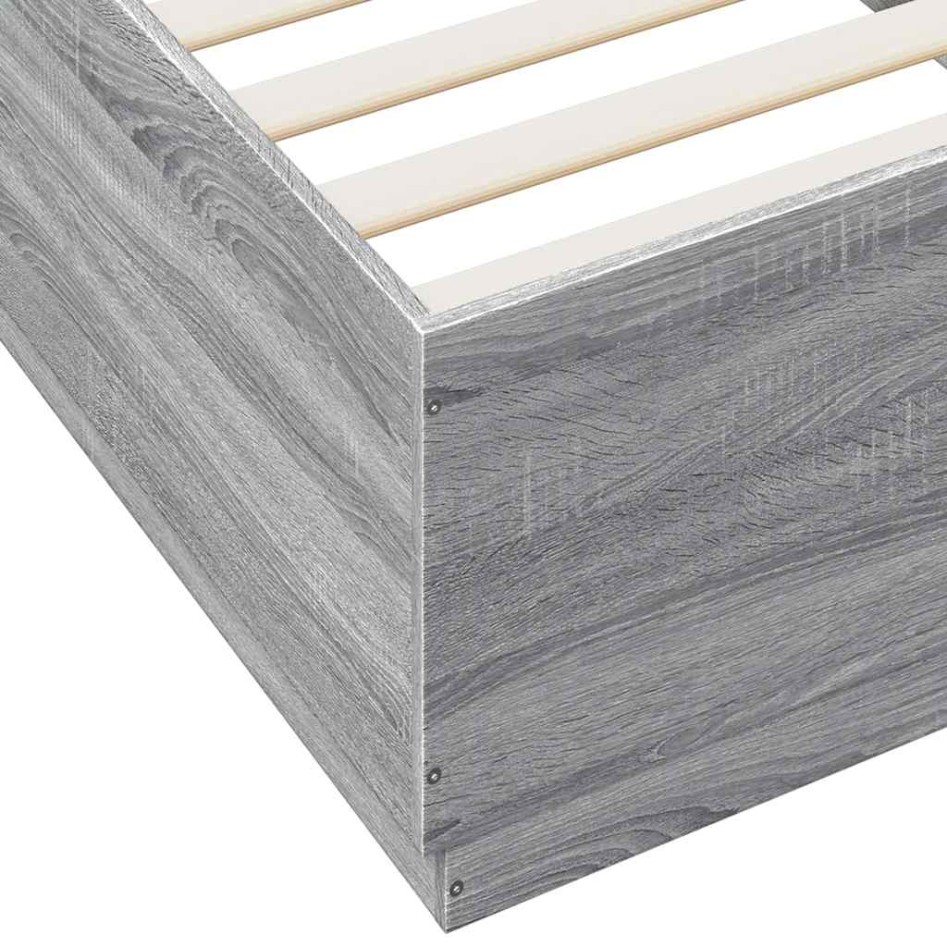 Estructura de cama madera de ingeniería gris Sonoma 100x200