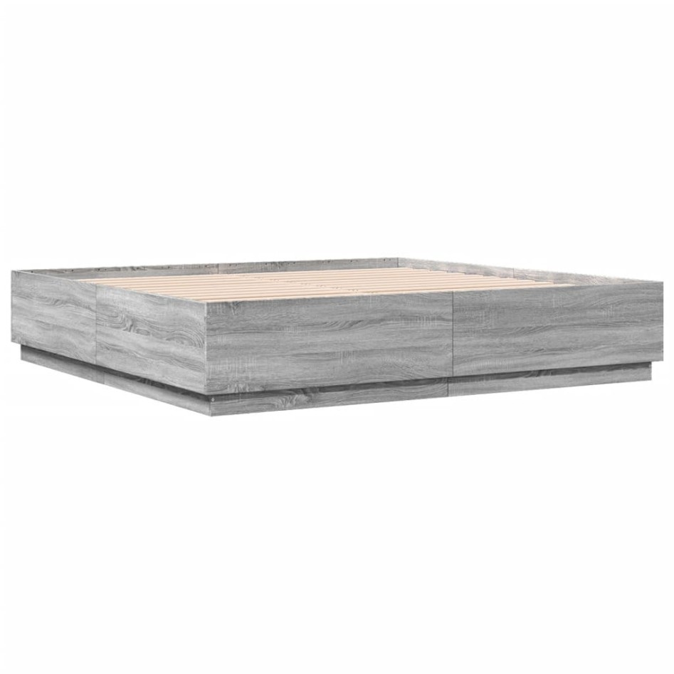Estructura de cama madera de ingeniería gris Sonoma 200x200