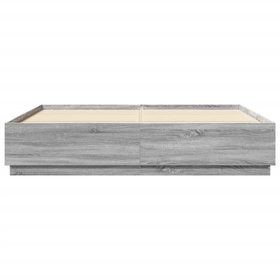Estructura de cama madera de ingeniería gris Sonoma 200x200