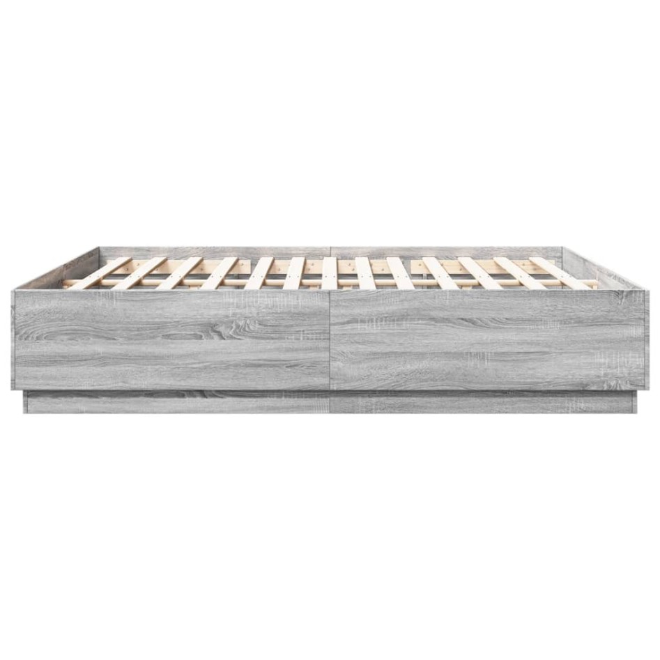 Estructura de cama madera de ingeniería gris Sonoma 200x200
