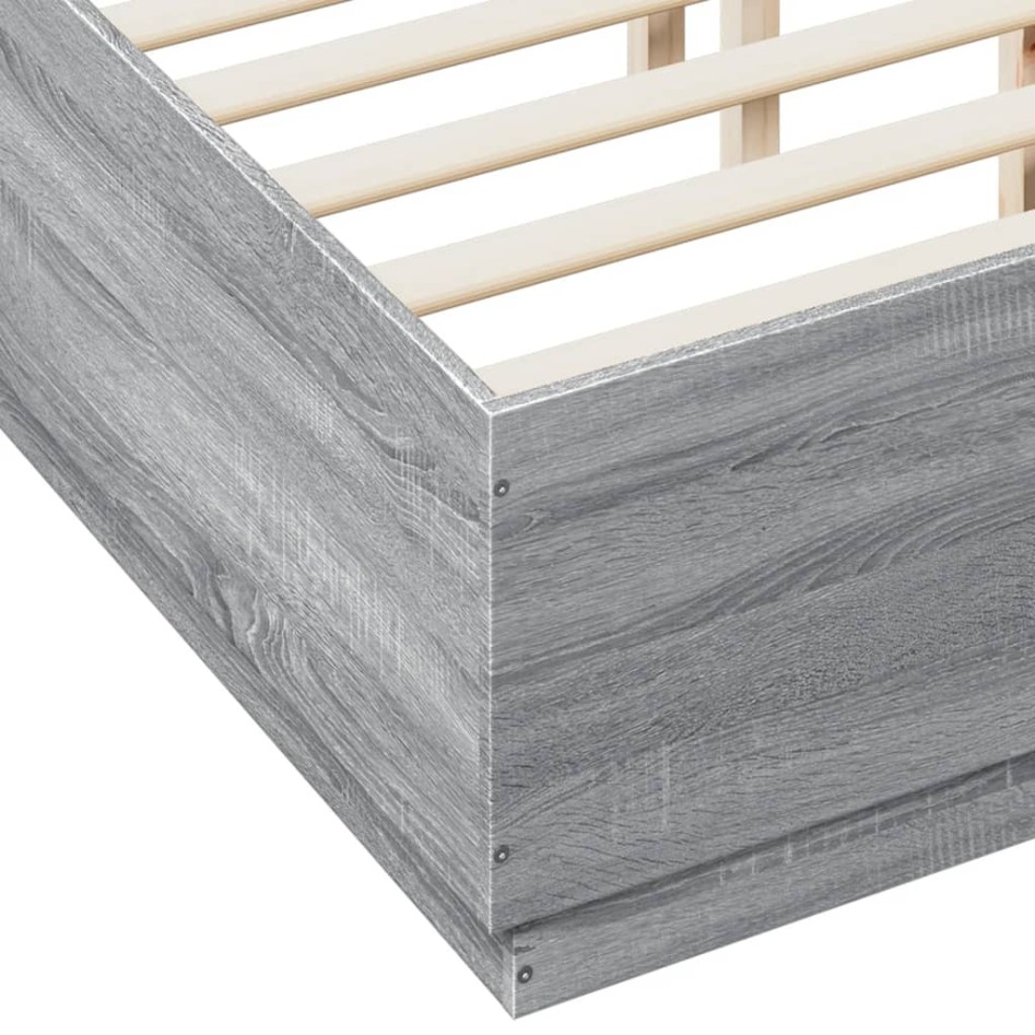 Estructura de cama madera de ingeniería gris Sonoma 140x190