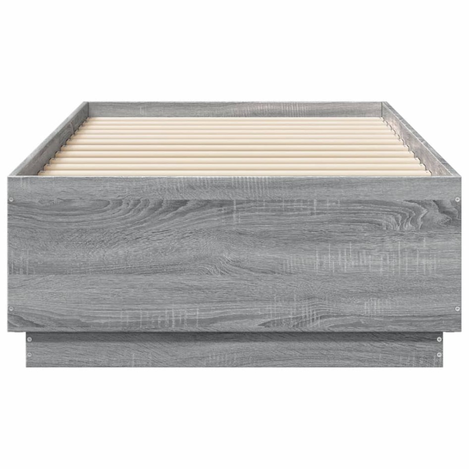 Estructura cama con luces LED madera gris Sonoma 75x190