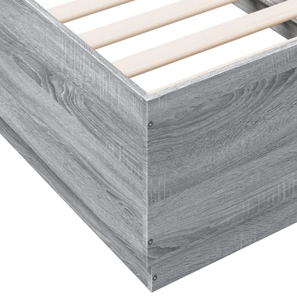 Estructura cama con luces LED madera gris Sonoma 75x190