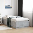 Estructura cama con luces LED madera gris hormigón 75x190 cm